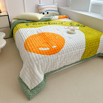 91家纺网 家纺一手货源 找家纺 源舜家纺 2025新款兔绒印花泡泡冬被豆豆被被子被芯 荷包蛋