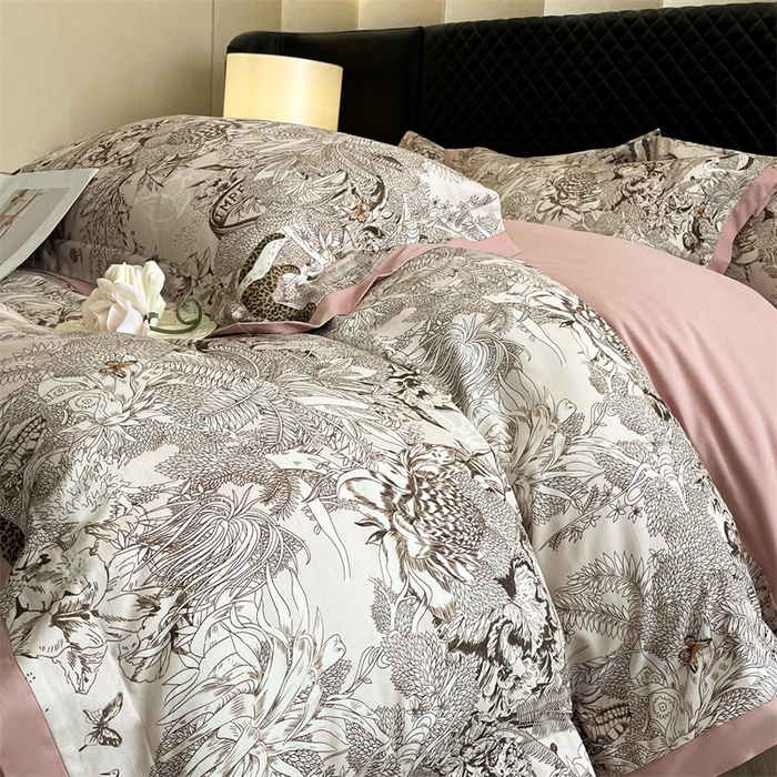 91家纺网 家纺一手货源 找家纺 安妮家居 2024新款A类全棉陶瓷数码印花四件套 艾米-粉