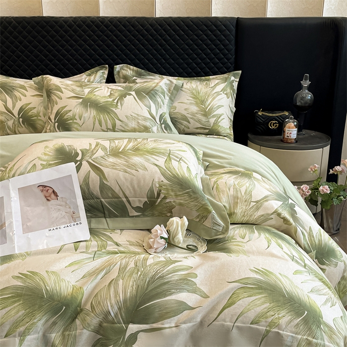 91家纺网 家纺一手货源 找家纺 安妮家居 2024新款A类全棉陶瓷数码印花四件套 米兰-绿