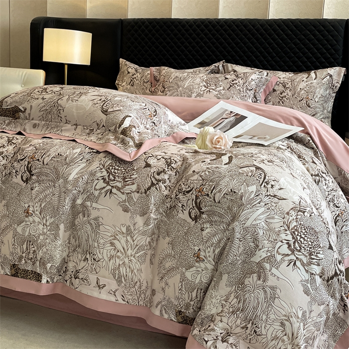 91家纺网 家纺一手货源 找家纺 安妮家居 2024新款A类全棉陶瓷数码印花四件套 艾米-粉