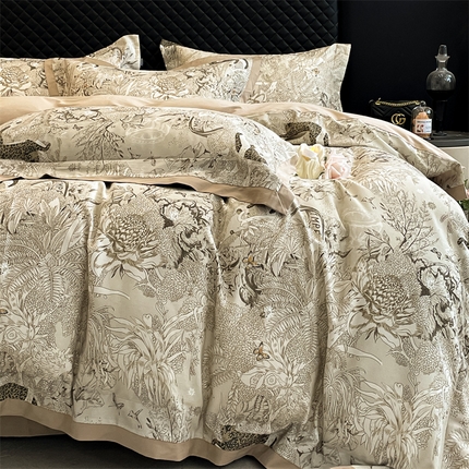 安妮家居 2024新款A类全棉陶瓷数码印花四件套 艾米-咖