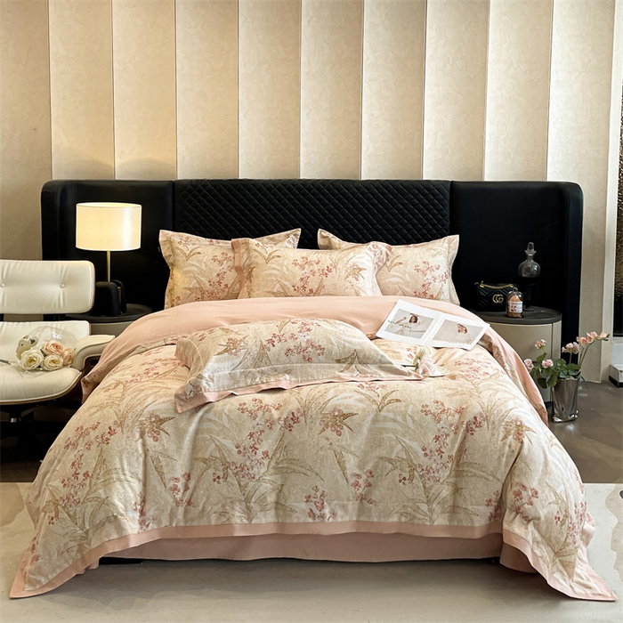 91家纺网 家纺一手货源 找家纺 安妮家居 2024新款A类全棉陶瓷数码印花四件套 艾米-桔