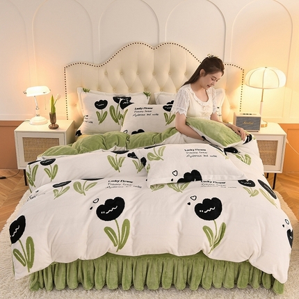 91家纺网 家纺一手货源 找家纺 （总）牵梦萦家纺 2025新款牛奶绒印花四件套系列