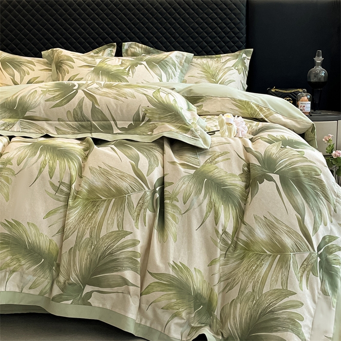 91家纺网 家纺一手货源 找家纺 安妮家居 2024新款A类全棉陶瓷数码印花四件套 米兰-绿