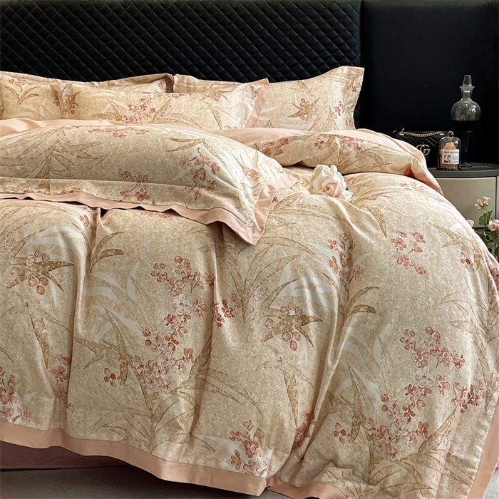 91家纺网 家纺一手货源 找家纺 安妮家居 2024新款A类全棉陶瓷数码印花四件套 艾米-桔