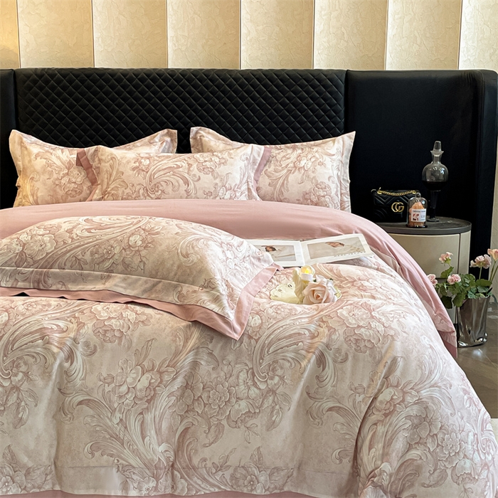 91家纺网 家纺一手货源 找家纺 安妮家居 2024新款A类全棉陶瓷数码印花四件套 和风-粉