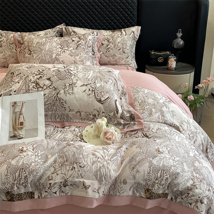 91家纺网 家纺一手货源 找家纺 安妮家居 2024新款A类全棉陶瓷数码印花四件套 艾米-粉