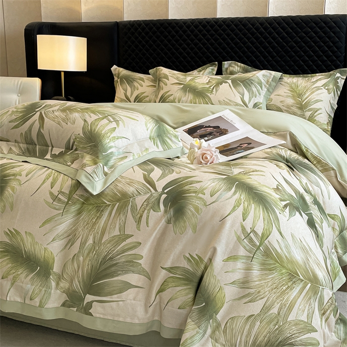 91家纺网 家纺一手货源 找家纺 安妮家居 2024新款A类全棉陶瓷数码印花四件套 米兰-绿