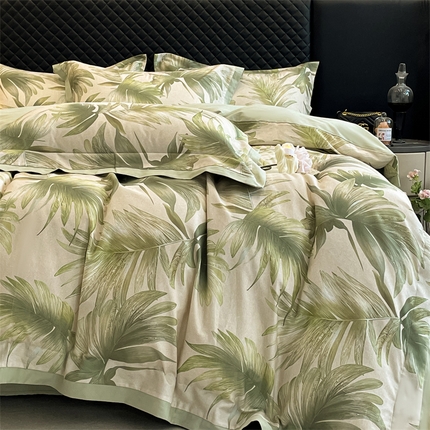 91家纺网 家纺一手货源 找家纺 安妮家居 2024新款A类全棉陶瓷数码印花四件套 米兰-绿