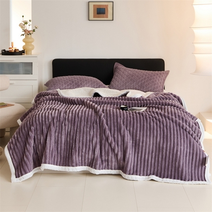 91家纺网 家纺一手货源 找家纺 （总）金喜 2024新款立体抽条提花双面绒毯多用途毛毯办公室午睡毯家用毛毯被 