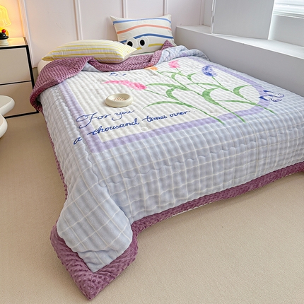 91家纺网 家纺一手货源 找家纺 （总）源舜家纺 2025新款兔绒印花泡泡冬被豆豆被被子被芯