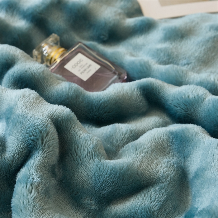 91家纺网 家纺一手货源 找家纺 金喜 2024新款牛奶绒泡泡毯子家用毛毯 牛奶绒泡泡毯-蓝