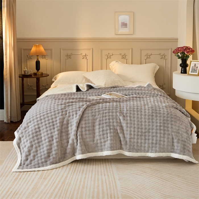 91家纺网 家纺一手货源 找家纺 （总）金喜 2024新款牛奶绒泡泡毯子家用毛毯午睡盖毯牛奶绒亲肤双人毛毯被 