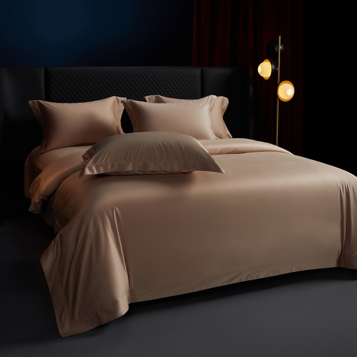 91家纺网 家纺一手货源 找家纺 缔缦 2024新款80s超细旦天丝棉陶瓷轻磨毛系列四件套-朵美 绾驼色