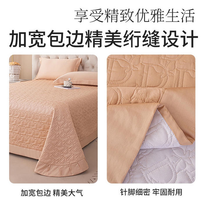 91家纺网 家纺一手货源 找家纺 金喜 2024新款100支全棉蚕丝床盖三件套D型绗缝系列 繁花橙