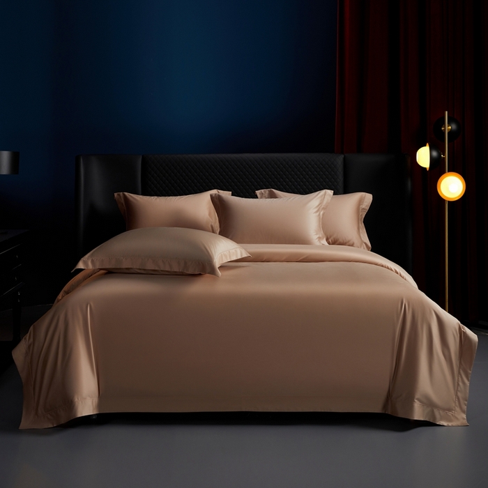 91家纺网 家纺一手货源 找家纺 缔缦 2024新款80s超细旦天丝棉陶瓷轻磨毛系列四件套-朵美 绾驼色