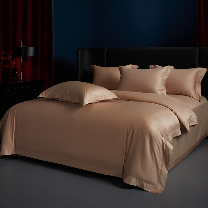 91家纺网 家纺一手货源 找家纺 缔缦 2024新款80s超细旦天丝棉陶瓷轻磨毛系列四件套-朵美 绾驼色