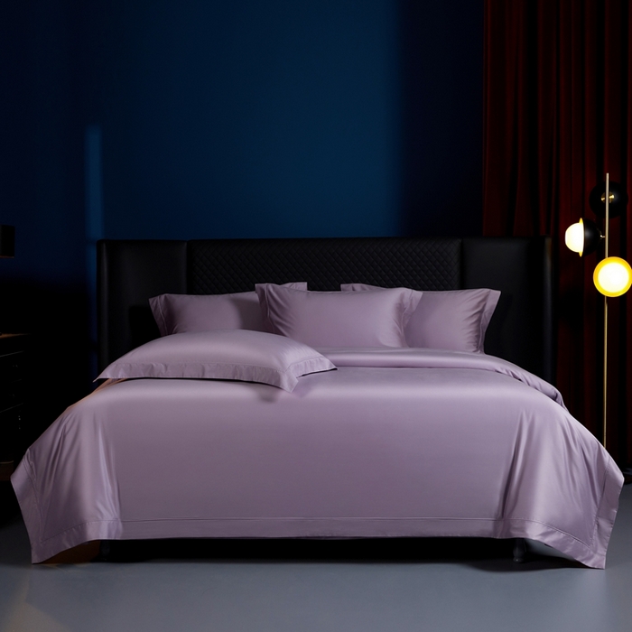 91家纺网 家纺一手货源 找家纺 缔缦 2024新款80s超细旦天丝棉陶瓷轻磨毛系列四件套-朵美 丁香紫