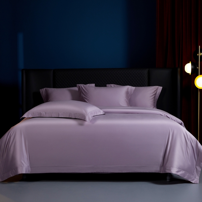 91家纺网 家纺一手货源 找家纺 缔缦 2024新款80s超细旦天丝棉陶瓷轻磨毛系列四件套-朵美 丁香紫