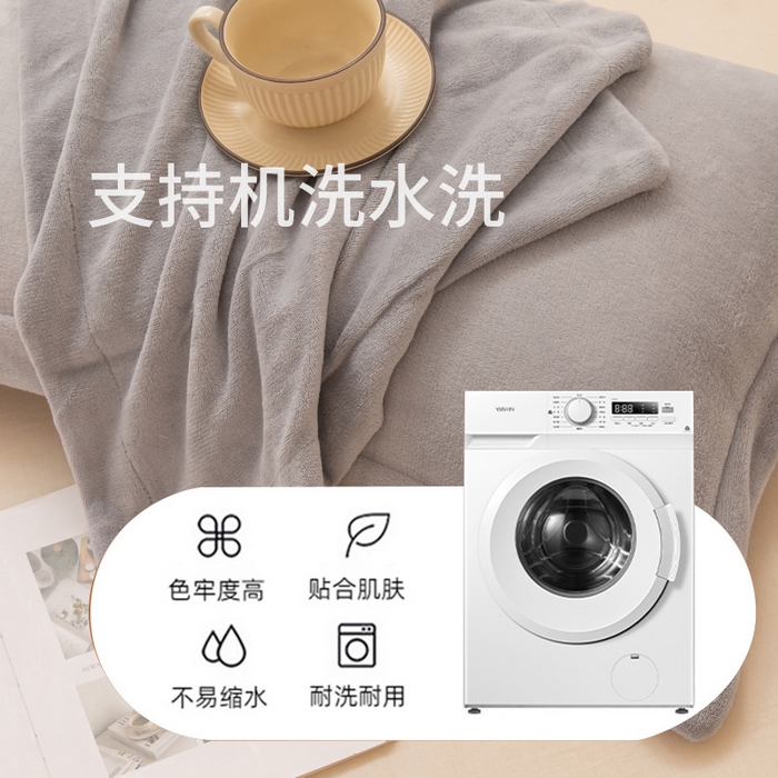 91家纺网 家纺一手货源 找家纺 金喜 2024秋冬爆款枕套高克重细密牛奶绒宽边枕套拉链款枕套秋冬枕套 浅灰