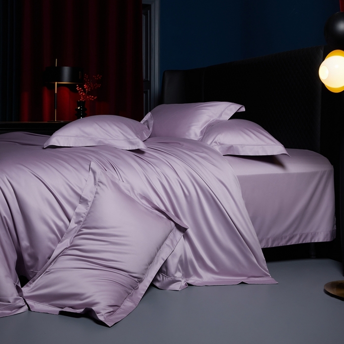 91家纺网 家纺一手货源 找家纺 缔缦 2024新款80s超细旦天丝棉陶瓷轻磨毛系列四件套-朵美 丁香紫