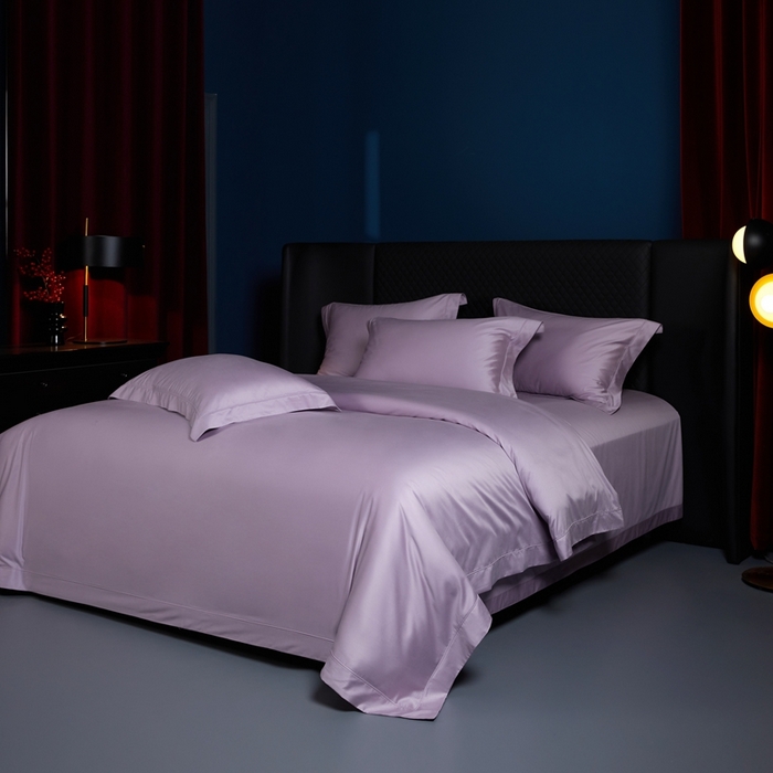 91家纺网 家纺一手货源 找家纺 缔缦 2024新款80s超细旦天丝棉陶瓷轻磨毛系列四件套-朵美 丁香紫