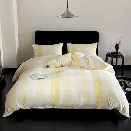 91家纺网 家纺一手货源 找家纺 （总）山舍家居 2024新款210克高克重牛奶绒印花四件套-芦笙向晚