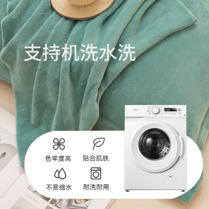 91家纺网 家纺一手货源 找家纺 金喜 2024秋冬爆款枕套高克重细密牛奶绒宽边枕套拉链款枕套秋冬枕套 豆绿