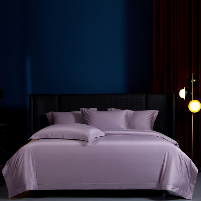 91家纺网 家纺一手货源 找家纺 缔缦 2024新款80s超细旦天丝棉陶瓷轻磨毛系列四件套-朵美 丁香紫