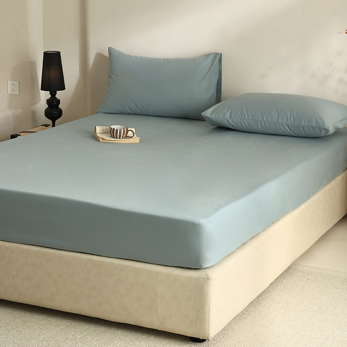 91家纺网 家纺一手货源 找家纺 轩和家居 2024新款50S长绒棉磨毛单床笠 灰蓝