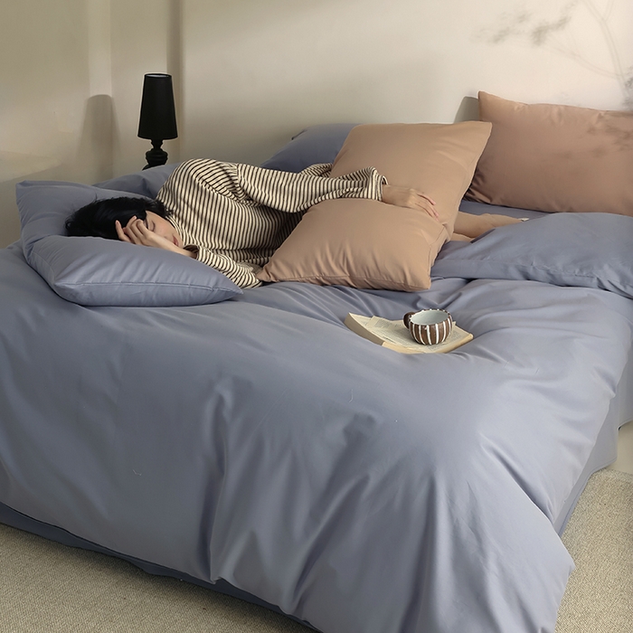 91家纺网 家纺一手货源 找家纺 轩和家居 2024新款50S长绒棉磨毛单被套 蓝莓紫