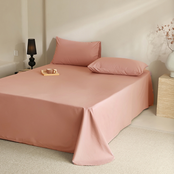 91家纺网 家纺一手货源 找家纺 轩和家居 2024新款50S长绒棉磨毛单床单 深粉