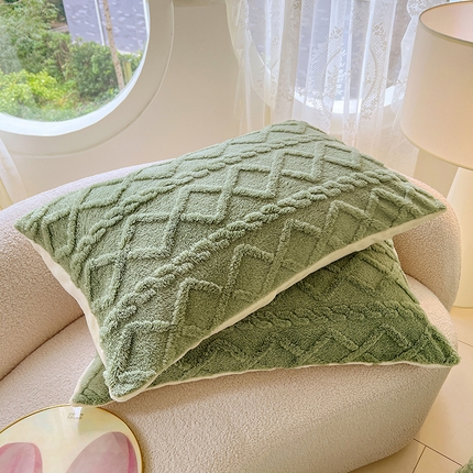 91家纺网 家纺一手货源 找家纺 锦润家纺 2024新款双面塔芙绒枕套一对 塔芙绒-抹茶绿