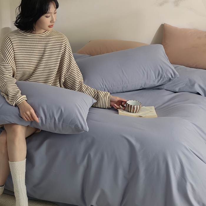 91家纺网 家纺一手货源 找家纺 轩和家居 2024新款50S长绒棉磨毛单被套 蓝莓紫