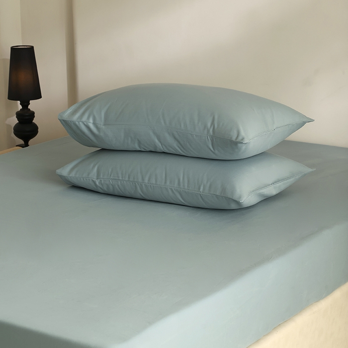 91家纺网 家纺一手货源 找家纺 轩和家居 2024新款50S长绒棉磨毛单枕套 灰蓝