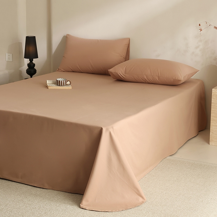 91家纺网 家纺一手货源 找家纺 轩和家居 2024新款50S长绒棉磨毛单床单 焦糖橙