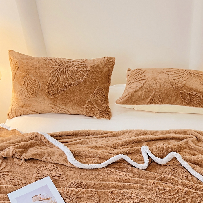 91家纺网 家纺一手货源 找家纺 锦润家纺 2024新款双面塔芙绒枕套一对 塔芙绒-深咖