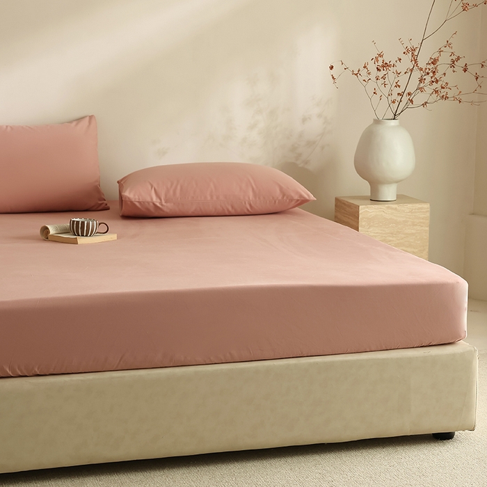 91家纺网 家纺一手货源 找家纺 轩和家居 2024新款50S长绒棉磨毛单床笠 深粉