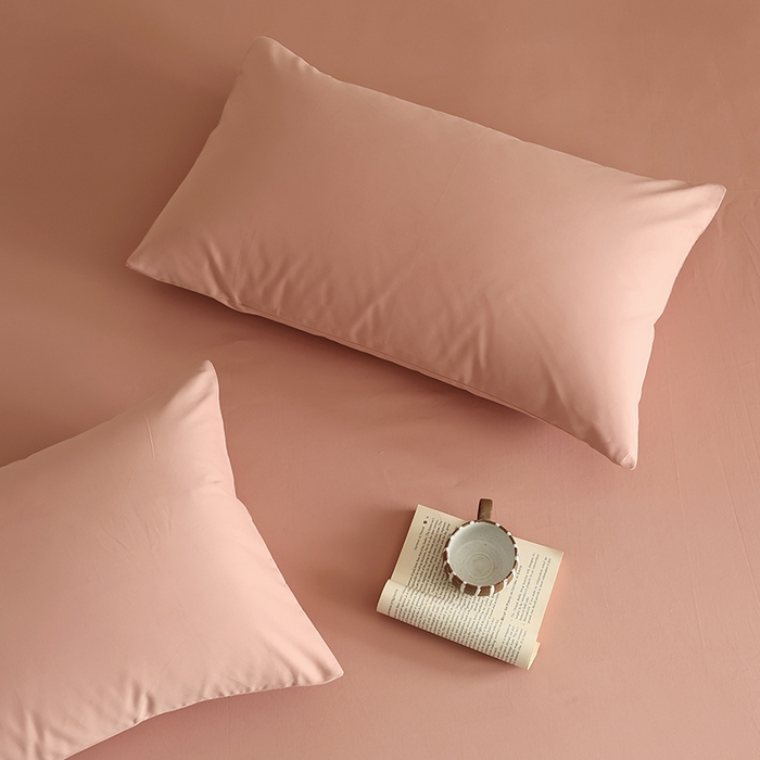 91家纺网 家纺一手货源 找家纺 轩和家居 2024新款50S长绒棉磨毛单枕套 深粉