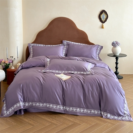 91家纺网 家纺一手货源 找家纺 （总）紫桐 Lila lndus 2025新款50s双股长绒棉四件套-琥珀低语
