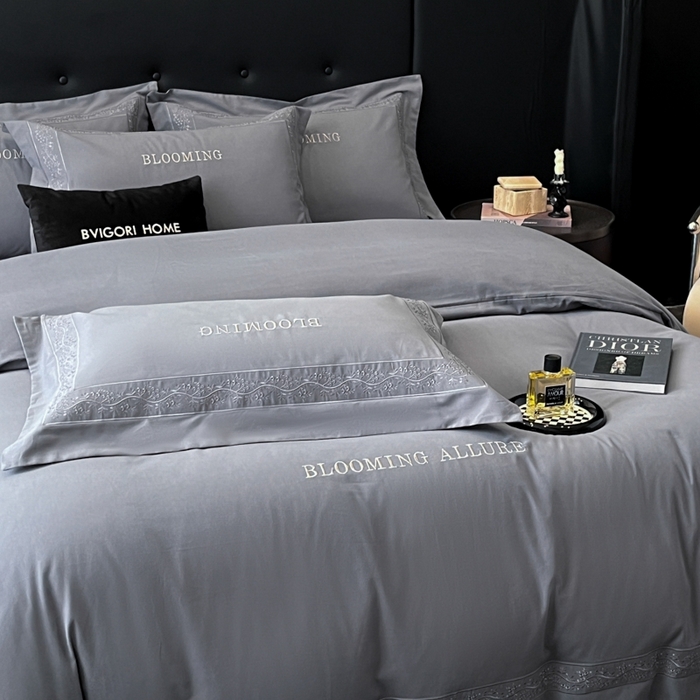 91家纺网 家纺一手货源 找家纺 安妮家居 2024新款A类云锦长绒棉全棉磨毛四件套含礼盒包装 云锦-蓝灰