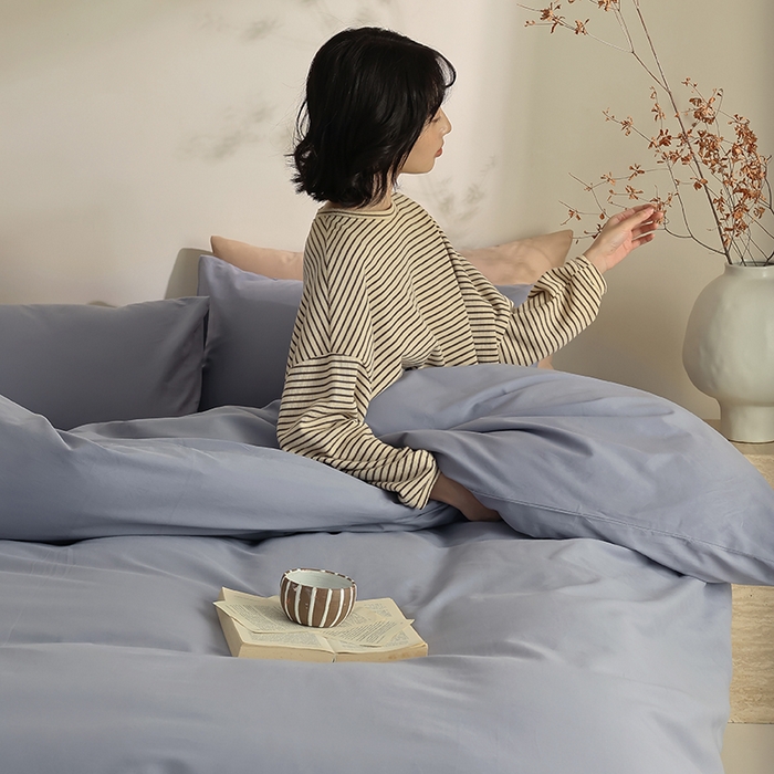 91家纺网 家纺一手货源 找家纺 轩和家居 2024新款50S长绒棉磨毛单被套 蓝莓紫