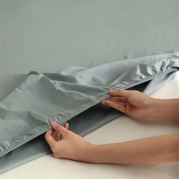 91家纺网 家纺一手货源 找家纺 轩和家居 2024新款50S长绒棉磨毛单床笠 灰蓝