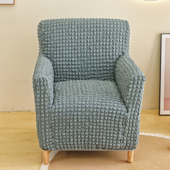 91家纺网 家纺一手货源 找家纺 启博家纺 2024新款泡泡纱单人沙发椅罩 草绿