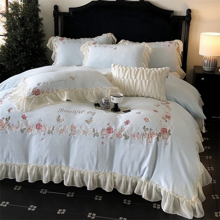 91家纺网 家纺一手货源 找家纺 （总）馨蕊家居 2024新款秋冬轻奢煦暖绒四件套-春溪