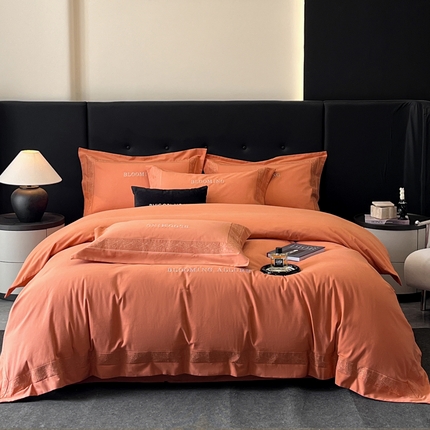 91家纺网 家纺一手货源 找家纺 安妮家居 2024新款A类云锦长绒棉全棉磨毛四件套含礼盒包装 云锦-橘色