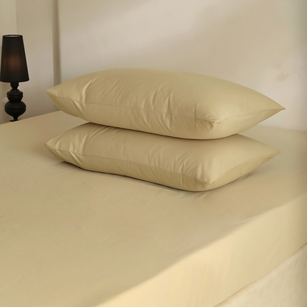 91家纺网 家纺一手货源 找家纺 轩和家居 2024新款50S长绒棉磨毛单枕套 透明黄