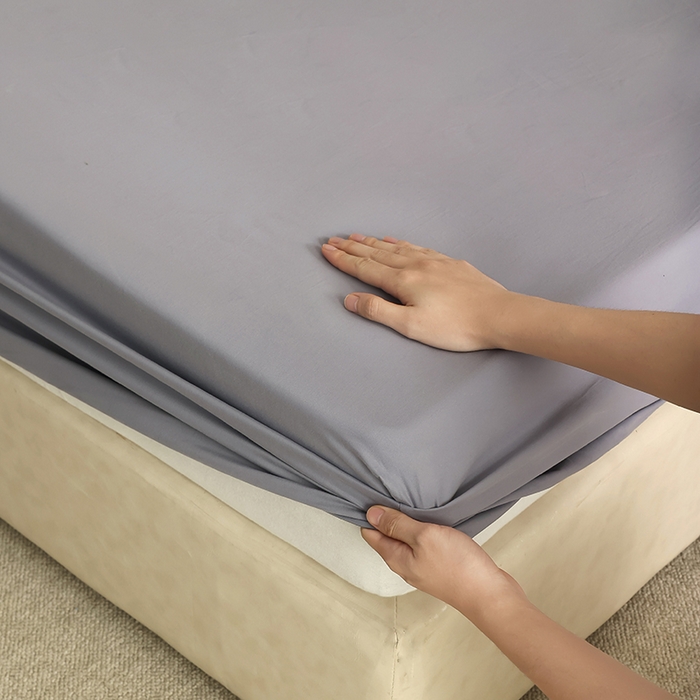 91家纺网 家纺一手货源 找家纺 轩和家居 2024新款50S长绒棉磨毛单床笠 蓝莓紫