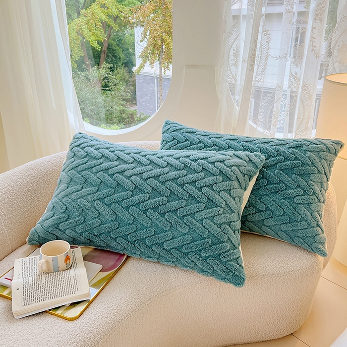 91家纺网 家纺一手货源 找家纺 锦润家纺 2024新款双面塔芙绒枕套一对 塔芙绒-雾蓝