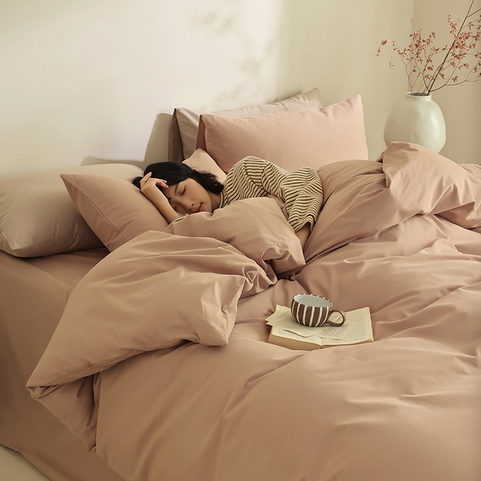 91家纺网 家纺一手货源 找家纺 轩和家居 2024新款50S长绒棉磨毛单被套 焦糖橙